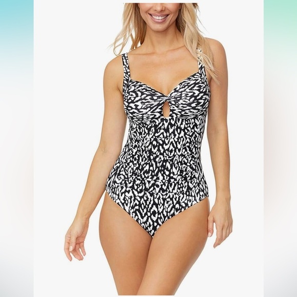 Leilani Maui One Piece Swimsuit Bathing Suit Black White Size 10 NWT - Picture 1 of 7